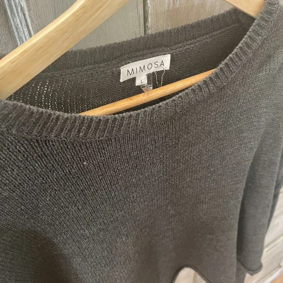 *NWT* Women's Crew Neck Loose Fit Long Sleeve Cropped Sweater - ONYX LARGE - Picture 5 of 10